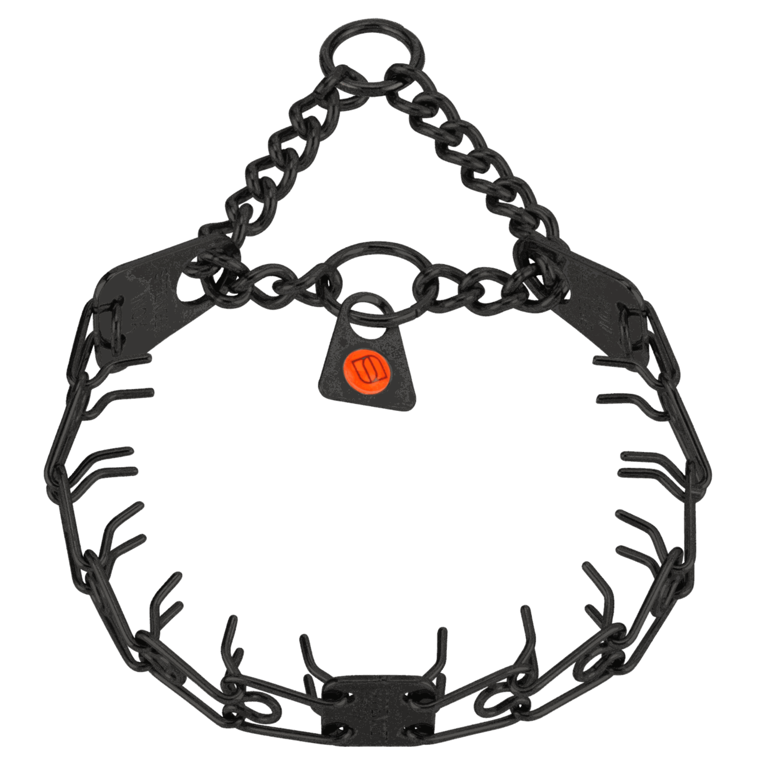 Micro-Plus Training Collar with Center-Plate, Assembly Chain, & 2 Rings - Stainless Steel Black