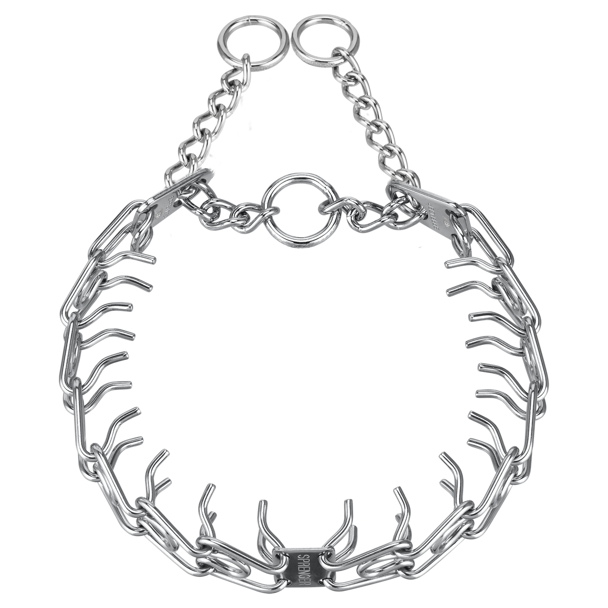 ULTRA-PLUS Easy On Training Collar with Center-Plate & Assembly Chain - Steel Chrome-Plated 3.0 mm Short Version