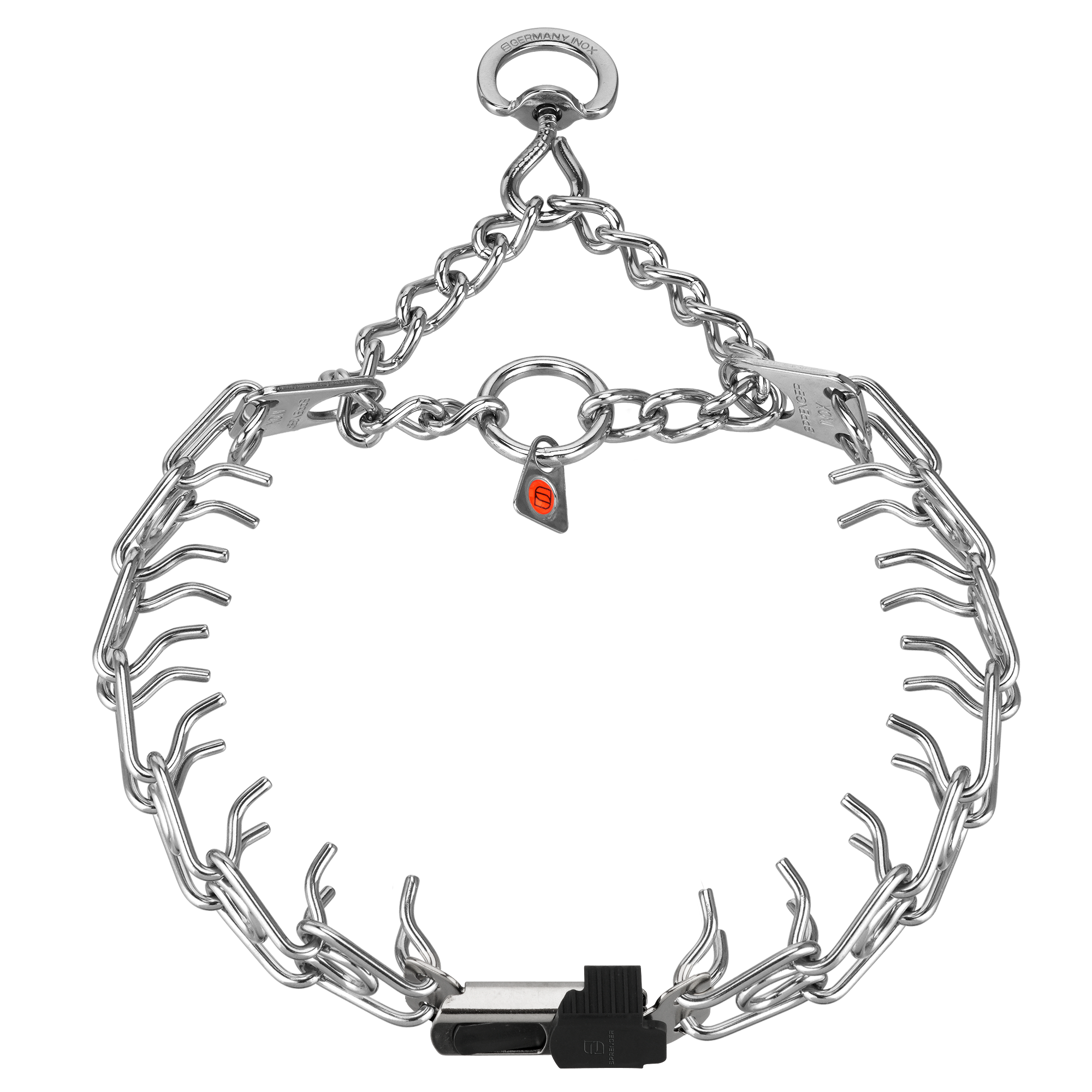 ULTRA-PLUS Training Prong Collar with ClicLock, Assembly Chain, and Swivel (3.0mm Short Wire Gauge)