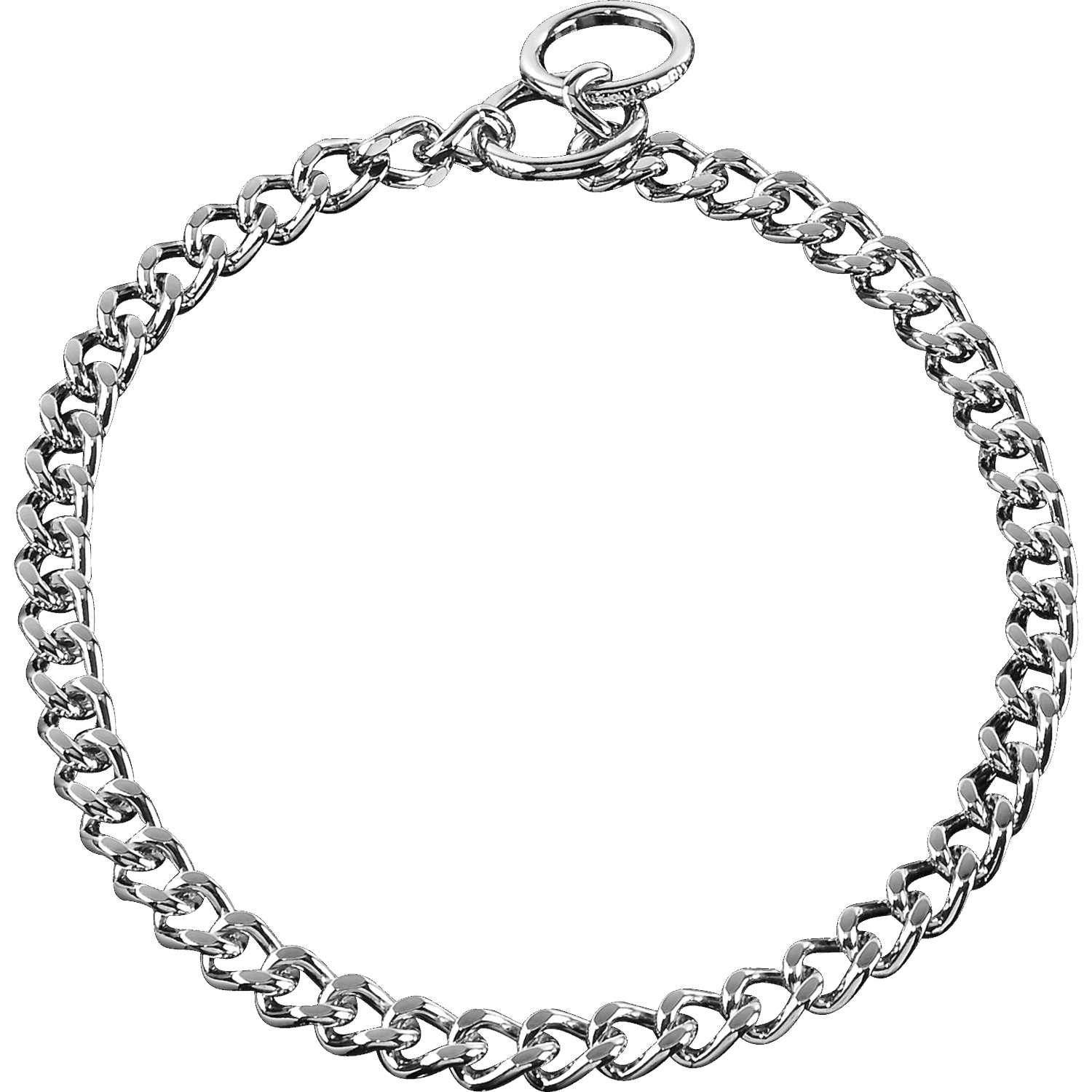 Narrow Flat Chain Link Collar (Steel Chrome-Plated) - 4mm