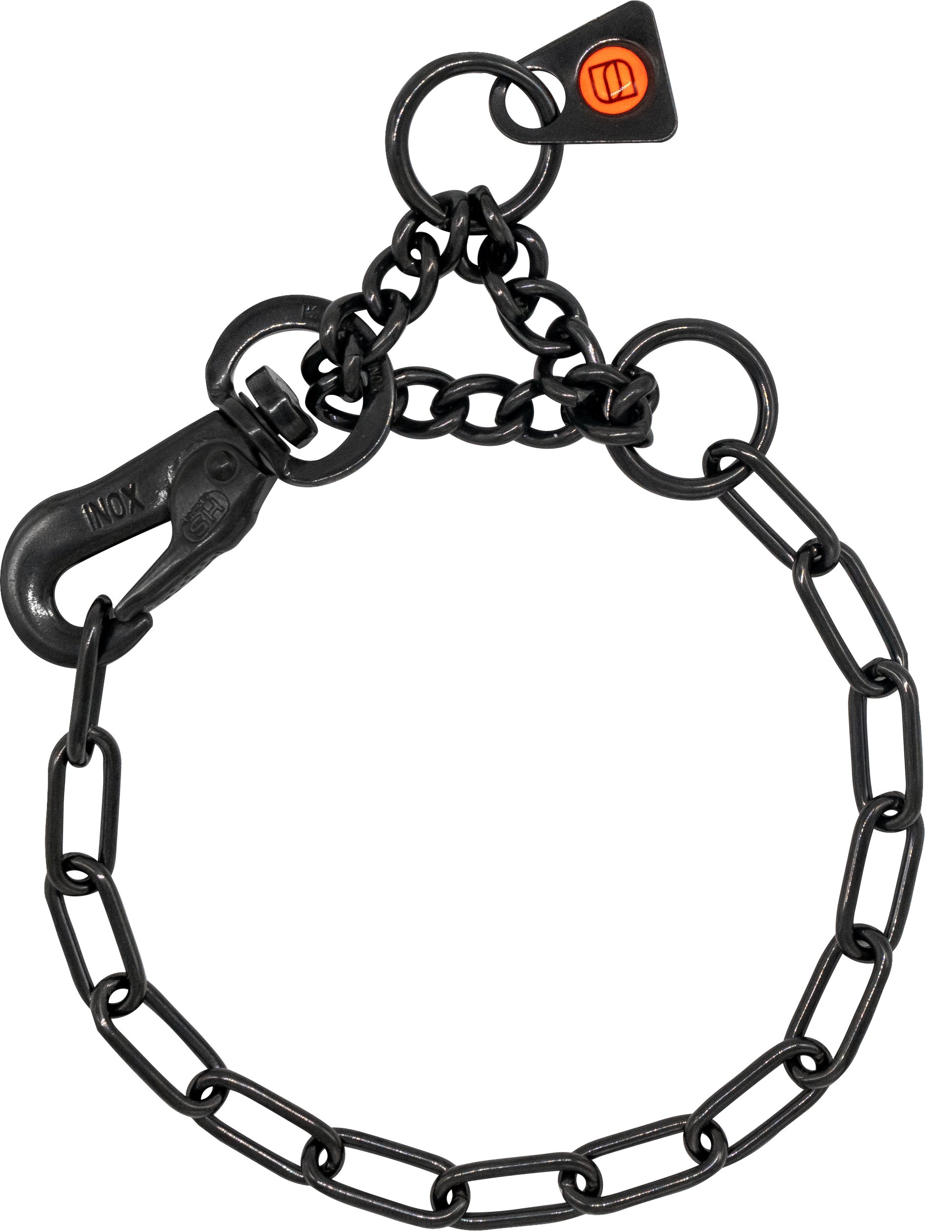 Adjustable Chain Collar with SPRENGER Hook & Assembly Chain - Stainless Steel Black, 2.0mm Wire Gauge