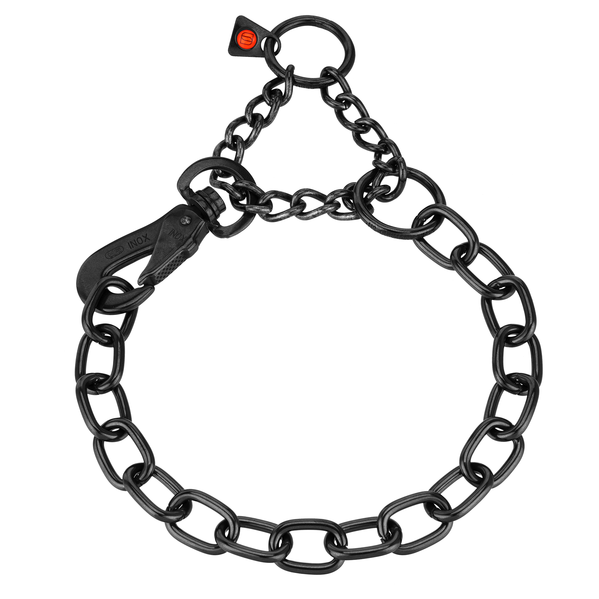 Adjustable Medium Link Chain Collar with SPRENGER Hook - Stainless Steel Black, 4.0mm Wire Gauge