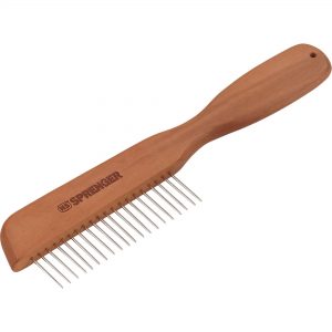 dog comb thick wood handle