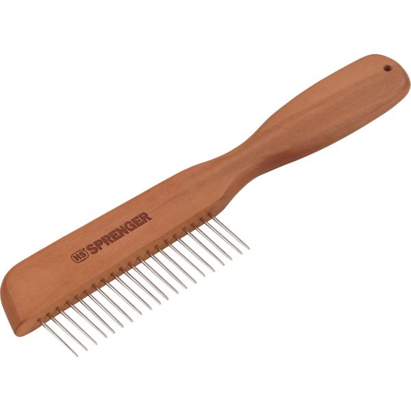 dog comb thick wood handle