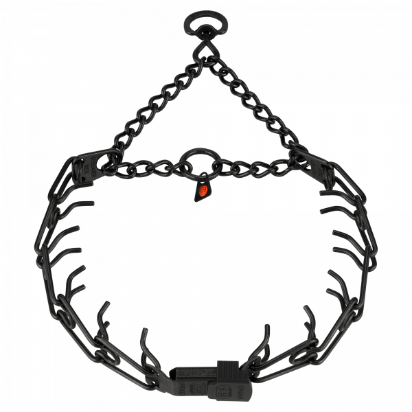 prong collar stainless steel black cliclock